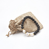 Natural Lava Rock Beads Stretch Bracelets BJEW-JB03880-01-3