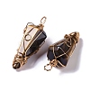 Natural Tiger Eye Copper Wire Wrapped Big Pendants G-B073-02RG-01-2