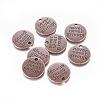 Tibetan Style Alloy Flat Round Carved Word Never Give Up Pendants TIBEP-12585-R-NR-1