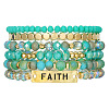 6Pcs 6 Styles Bohemian Style Alloy and Resin Synthetic Quartz Crystal Bracelet Sets FS-WG14188-01-2