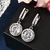 925 Sterling Silver Micro Pave Cubic Zirconia Dangle Hoop Earrings EJEW-F371-01B-01-5