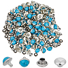 100Pcs Brass with Synthetic Turquoise Rivets KK-CL0001-01A-1