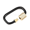 Oval Brass Micro Pave Clear Cubic Zirconia Screw Carabiner Clasps KK-B167-01B-G-3