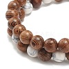 Wood & Synthetic Howlite Beaded Stretch Bracelet Sets BJEW-JB07738-6