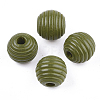 Painted Natural Wood Beehive Beads WOOD-S049-04A-05-1