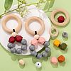 250Pcs 10 Styles Natural Unfinished Wood Beads & Linking Rings WOOD-LS0001-41-6