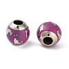 Platinum Plated Alloy Enamel European Beads FIND-E046-02P-2