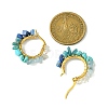 Natural Mixed Stone Chips Hoop Earrings EJEW-JE06022-01-3