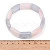 Rectangle Natural Rose Quaretz & Dyed White Jade Imitation Aquamarine Beaded Stretch Bracelets for Women Men GG-CBA9ACE-C05-5