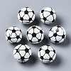 Painted Natural Wood European Beads WOOD-S057-050-1
