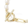 Natural Cultured Freshwater Pearl Beads Paperclip Chains Heart Charm Bracelets with Toggle Clasps for Women BJEW-JB10193-4