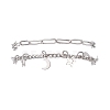 304 Stainless Steel Paperclip & Figaro Chain Bracelets for Women BJEW-JB12445-02-2