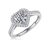 Rhodium Plated 925 Sterling Silver Micro Pave Cubic Zirconia Adjustable Rings AJEW-U007-20P-1