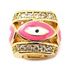 Rack Plating Brass Micro Pave Cubic Zirconia Evil Eye European Beads with Enamel KK-M247-34G-02-1