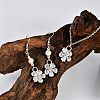 Zinc Alloy Imitation Pearl Flower Dangle Earrings & Pendant Necklaces Sets for Women WG42FFC-03-1