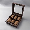 6-Slot Retro Density Board & PU Leather Watches Displays Cases with Visible Windows ODIS-WH0078-28A-2