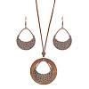 Bohemian Alloy & Wood Pendant Necklaces & Dangle Earrings Sets WG8FC17-02-2