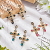 ANATTASOUL 3 Pairs 3 Colors Plastic Cross Dangle Stud Earrings EJEW-AN0004-63-7