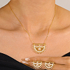 Brass Micro Pave Clear Cubic Zirconia Moon Pendant Necklaces & Stud Earrings Sets for Women QC9389-3