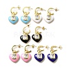 Enamel Heart Dangle Stud Earrings with Clear Cubic Zirconia EJEW-G327-07G-1