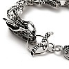 Men's Alloy Infinity Link Chain Bracelet with Dragon Head Clasp BJEW-A129-06AS-6