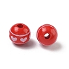 Valentine's Day Spray Painted & Printed Wood European Beads WOOD-L023-03C-2