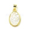 Rack Plating Brass Pave Natural Shell Pendants KK-A204-01A-03G-1