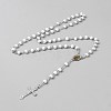 Religious Rondelle Resin Rosary Bead Necklaces NJEW-WH0013-72B-1