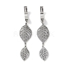 Non-Tarnish Hollow Leaf 304 Stainless Steel Dangle Earrings EJEW-L283-031P-1