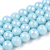 Electroplate Opaque Glass Beads Strands GLAA-T032-P10mm-AB10-1