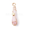 Electroplated Natural Quartz Crystal Dyed Copper Wire Wrapped Pendants PALLOY-JF02326-06-3
