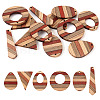  12Pcs 6 Styles Wenge Wood & Sandalwood & White Ash Pendants WOOD-TA0001-94-10