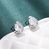 Brass Micro Pave Clear Cubic Zirconia Stud Earrings EJEW-C174-02G-P-2