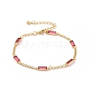 Rectangle Cubic Zirconia Chain Bracelets BJEW-G654-02G-01-1