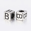 304 Stainless Steel Large Hole Letter European Beads STAS-H428-01AS-B-2