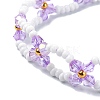 Woven Glass Flower Adjustable Braided Bead Bracelets for Women BJEW-MZ00100-02-3