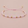 Glass & Brass Round Beads Braided Bead Bracelets LS-RD6595-4-1