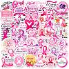 50Pcs Cartoon Vinyl Pink Ribbon Stickers STIC-Q001-08A-1
