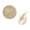 Natural Cowrie Shell Copper Wire Wrapped Pendants PALLOY-JF02932-01-2