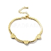 Heart with Evil Eye Enamel Link Bracelet with Clear Cubic Zirconia Tennis Chains BJEW-G650-04G-3