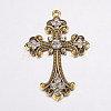 Alloy Rhinestone Cross Big Pendants LS-ALRI-1475-AG-RS-2
