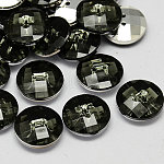 Acrylic Rhinestone Buttons, 2-Hole, Faceted, Flat Round, Crystal,  18.5x18x6.5mm, Hole: 1mm