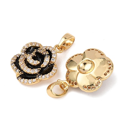 Brass Micro Pave Clear Cubic Zirconia Enamel Pendants KK-G543-08G-02-1