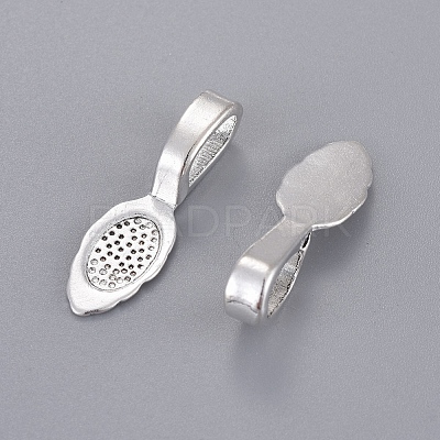 Tibetan Style Alloy Glue-on Flat Pad Bails X-LF10728Y-NF-1