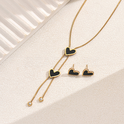 Stainless Steel Shell Heart Flower Fan Tassel Jewelry Set for Women XK7928-2-1
