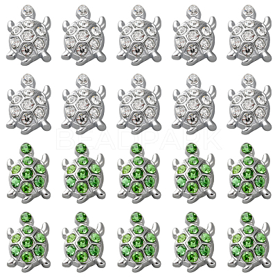 32Pcs 2 Colors Alloy Rhinestone Slide Charms FIND-SC0010-40-1