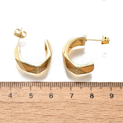 Brass Micro Pave Clear Cubic Zirconia Stud Earrings for Women EJEW-U056-05B-G-1