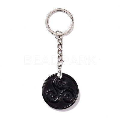 Natural Gemstone Triskele/Triskelion Pendant Keychain KEYC-A031-01P-1