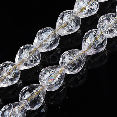 Transparent Crackle Glass Beads Strands GLAA-N051-04-1