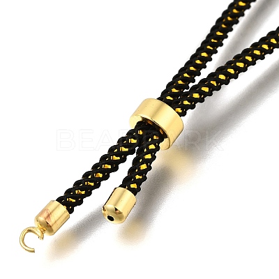 Braided Cotton Cord Slider Bracelet Making MAK-R001-01G-11-1